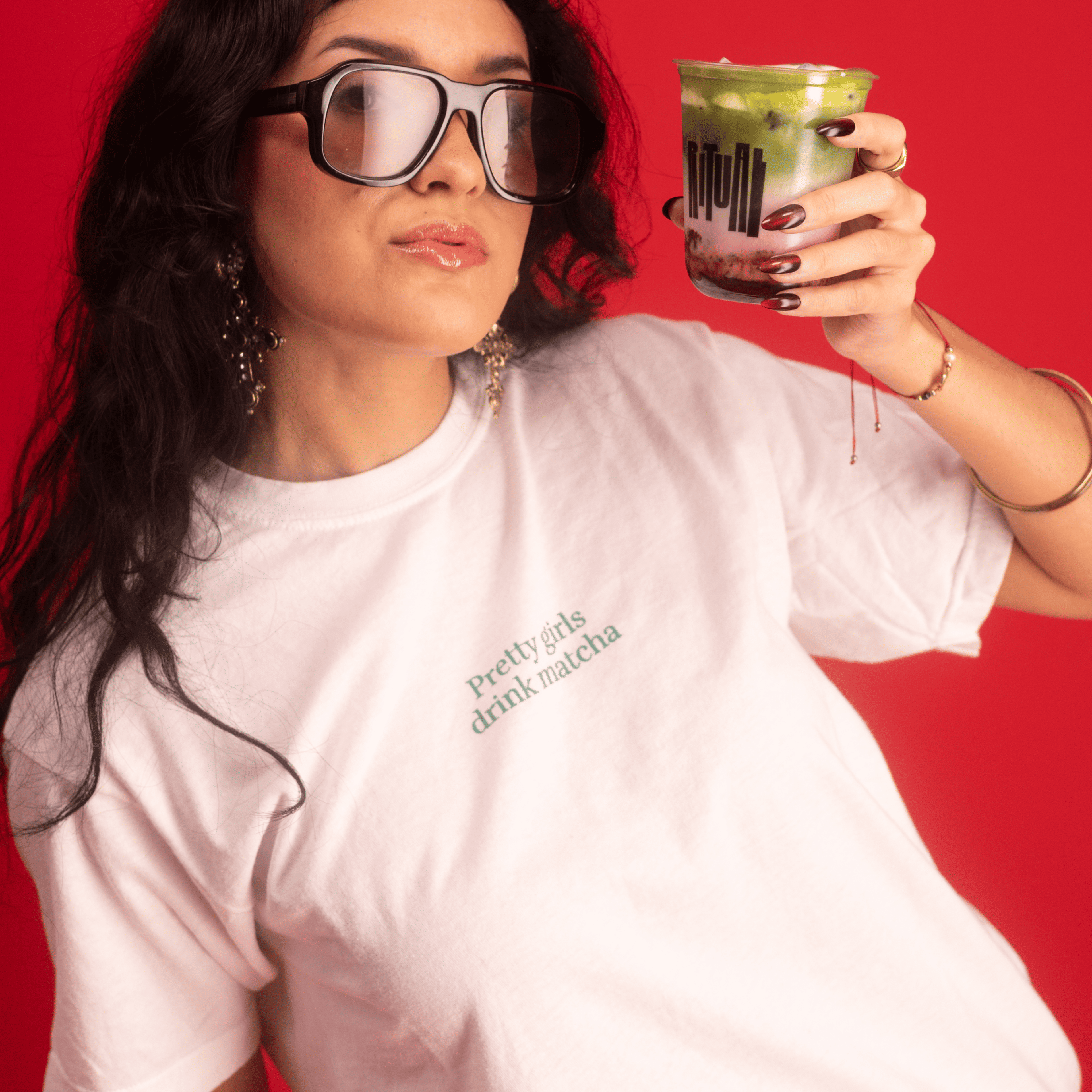 "pretty girls drink matcha" t-shirt